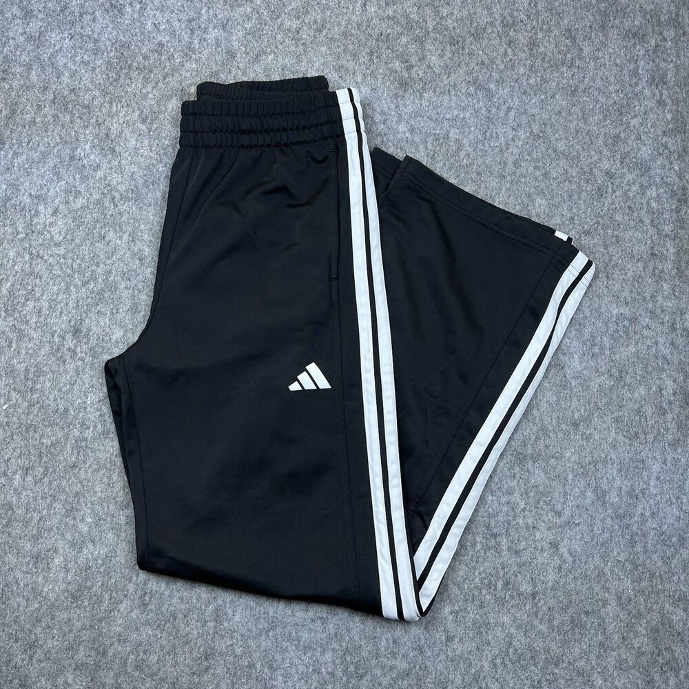 Adidas Men's 3-Stripes Track Pants Black White Straight Leg Athletic Size Medium